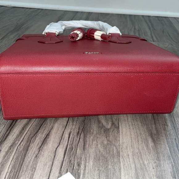 NWT Bally satchel taby crossbody red calf embossed - Picture 6 of 8